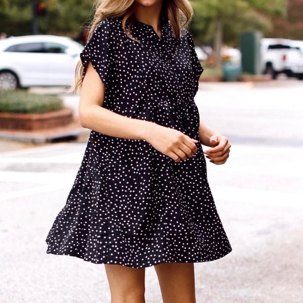 Dress Up Boutique Polka Dot Babydoll Mini Dress